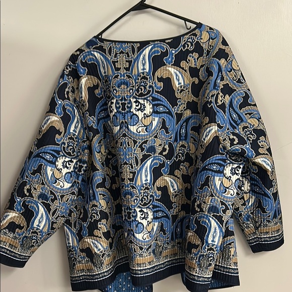 Catherines Blue and Black Patterned Cardigan - Picture 4 of 4